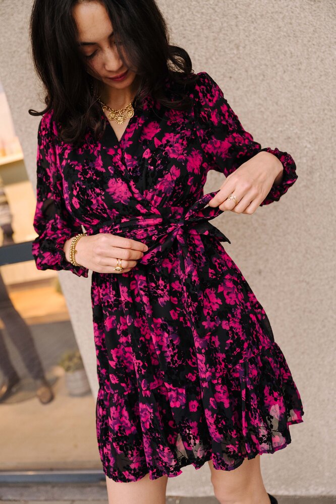 FLORINNE robe noire et rose