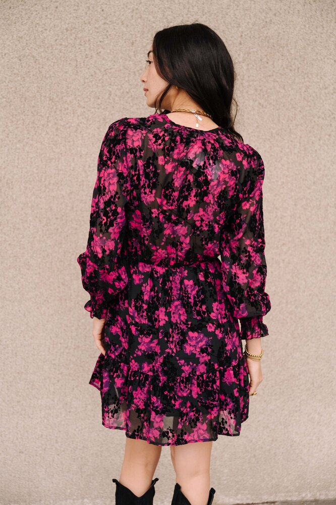 FLORINNE robe noire et rose