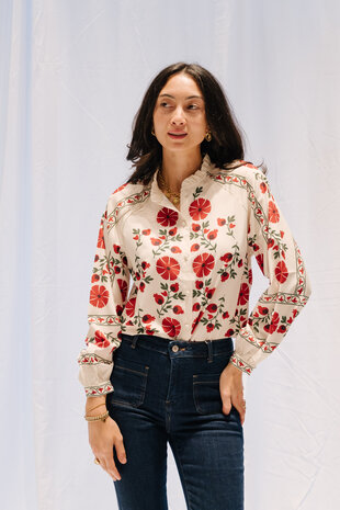 KILY chemisier blanc à fleurs