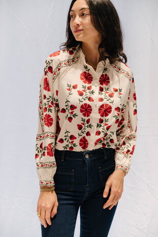 KILY chemisier blanc à fleurs