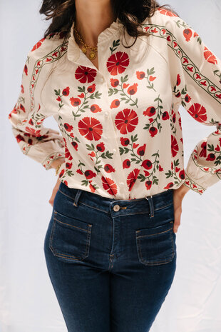 KILY chemisier blanc à fleurs