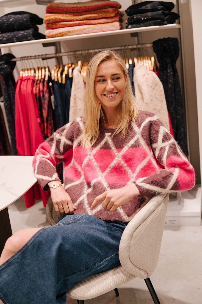 MADALENIA pull rose à perles