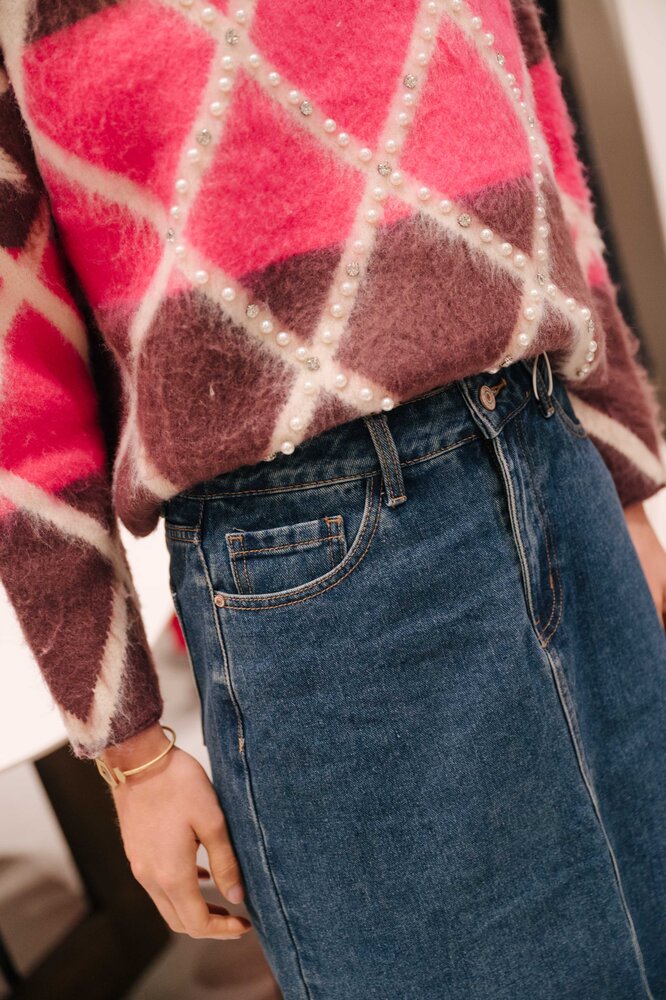 MADALENIA pull rose à perles