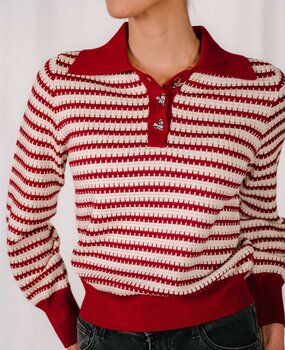 JUNIE pull rouge et blanc