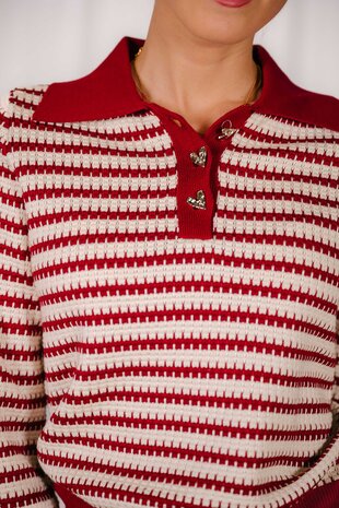 JUNIE pull rouge et blanc