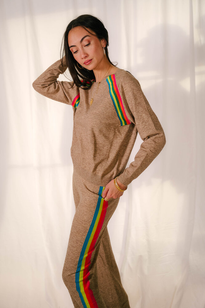 CALI pantalon taupe arc en ciel