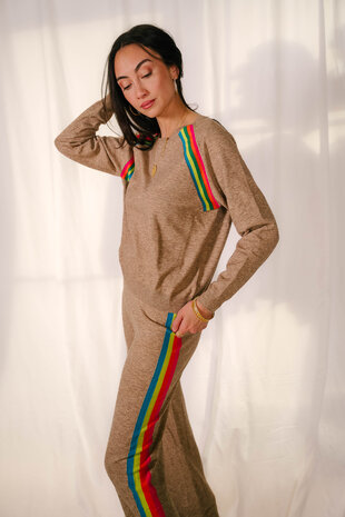 CALI pantalon taupe arc en ciel