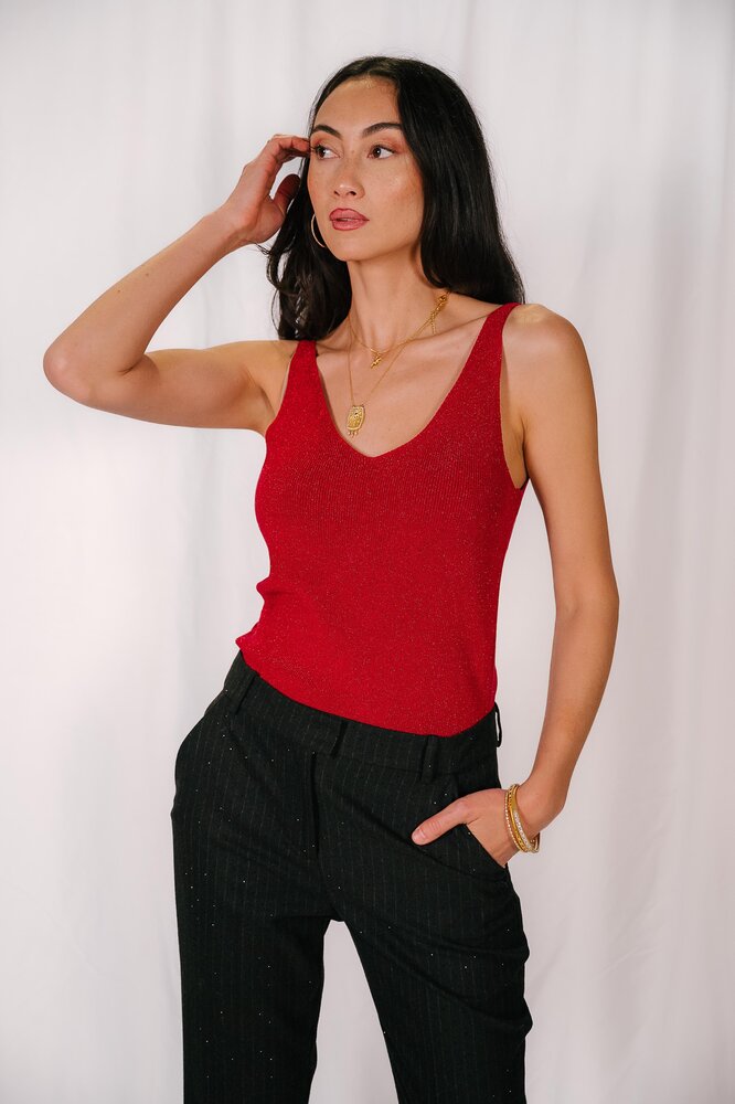 FARIA top rouge pailleté FARIA top rouge pailleté