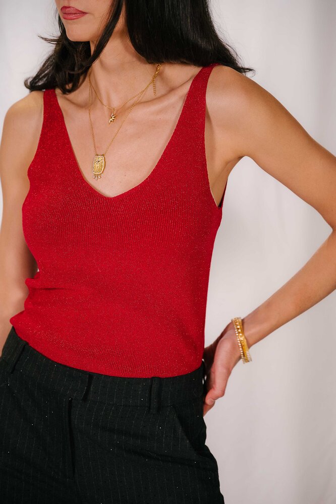 FARIA top rouge pailleté FARIA top rouge pailleté
