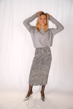 ZOWA pull gris a sequins ZOWA pull gris a sequins