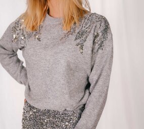 ZOWA pull gris a sequins