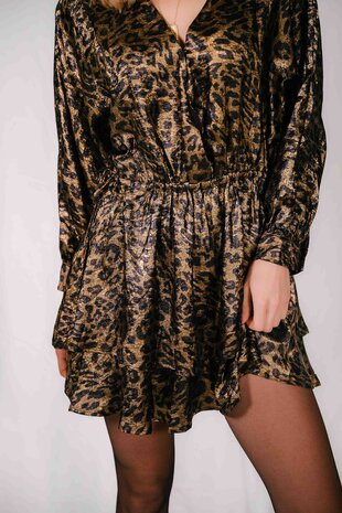 LIANNA robe léopard or noir