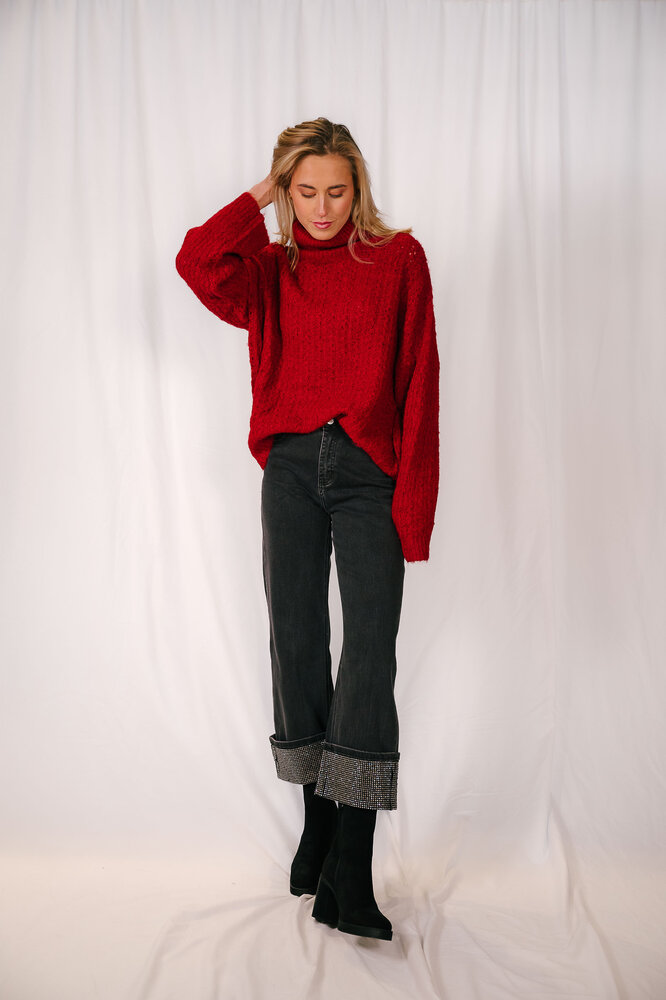 JULIANIA pull col roulé bordeaux