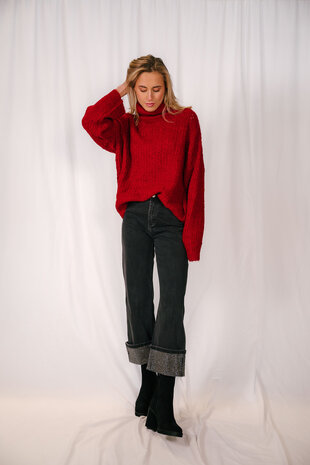 JULIANIA pull col roulé bordeaux