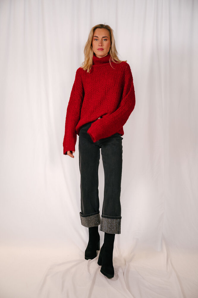 JULIANIA pull col roulé bordeaux