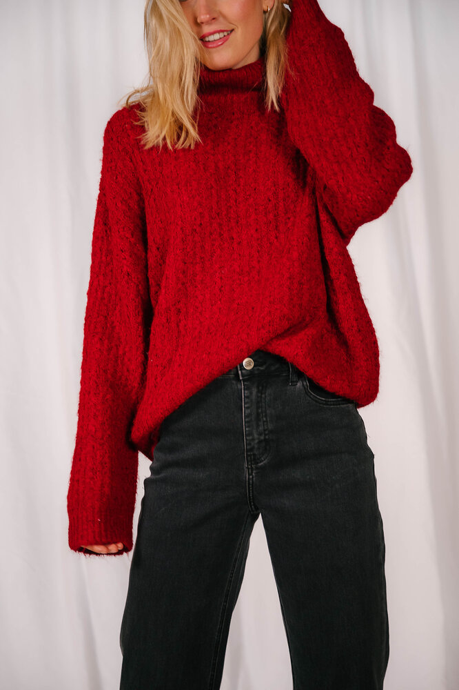 JULIANIA pull col roulé bordeaux