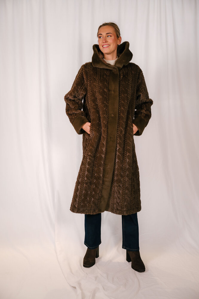 CARLA long manteau fausse fourrure café CARLA long manteau fausse fourrure café