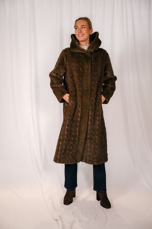 CARLA long manteau fausse fourrure café CARLA long manteau fausse fourrure café
