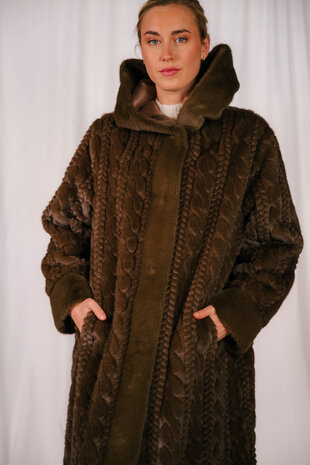 CARLA long manteau fausse fourrure café CARLA long manteau fausse fourrure café