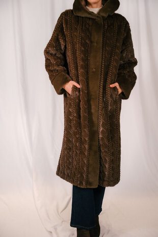 CARLA long manteau fausse fourrure café CARLA long manteau fausse fourrure café