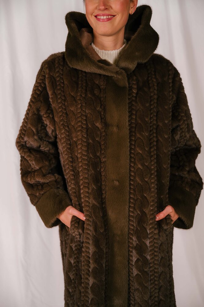 CARLA long manteau fausse fourrure café CARLA long manteau fausse fourrure café