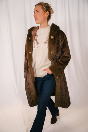 CARLA long manteau fausse fourrure café CARLA long manteau fausse fourrure café