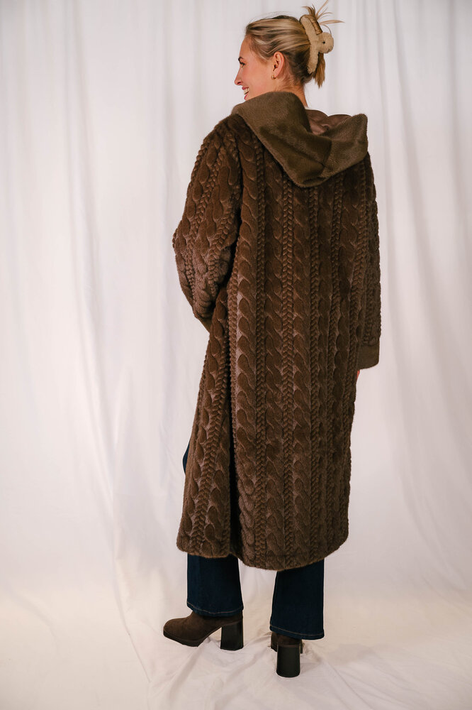 CARLA long manteau fausse fourrure café CARLA long manteau fausse fourrure café