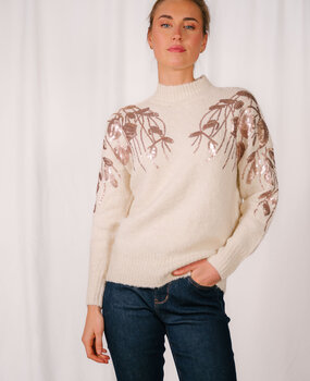 MALORINNNE pull fleurs rose gold