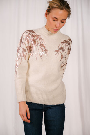 MALORINNNE pull fleurs rose gold
