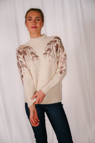 MALORINNNE pull fleurs rose gold