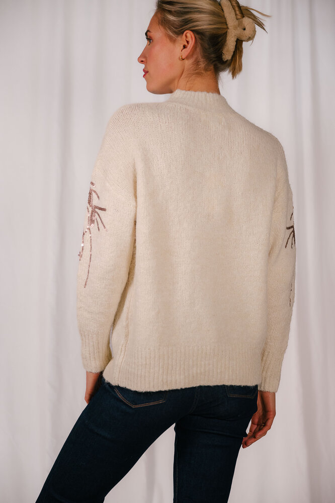 MALORINNNE pull fleurs rose gold