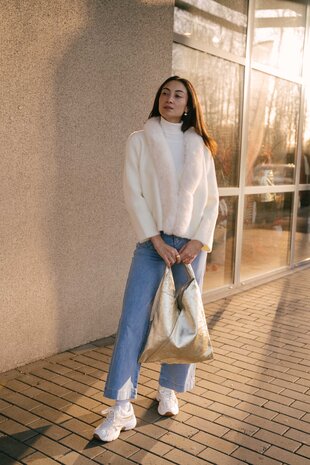 RUSSIA gilet-veste fausse fourrure blanche RUSSIA gilet-veste fausse fourrure blanche