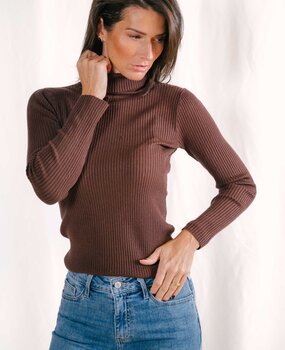 EDITH pull col roulé chocolat