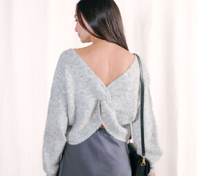 MONRO pull gris croisé au dos