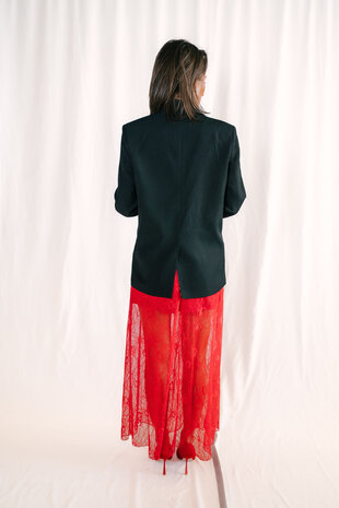 DELINA jupe longue en dentelle rouge DELINA jupe longue en dentelle rouge