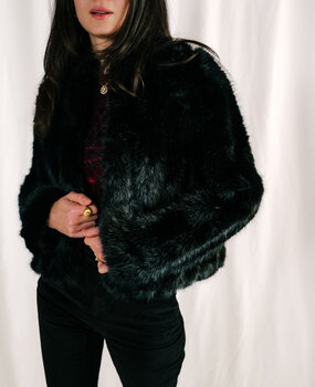 FAUSTINE manteau fausse fourrure noire