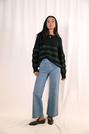 SAFIRA  pull noir et argent