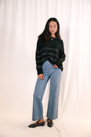 SAFIRA  pull noir et argent