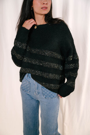 SAFIRA  pull noir et argent