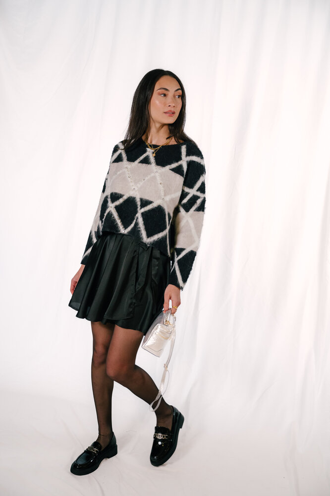 HALINA jupe portefeuille noire