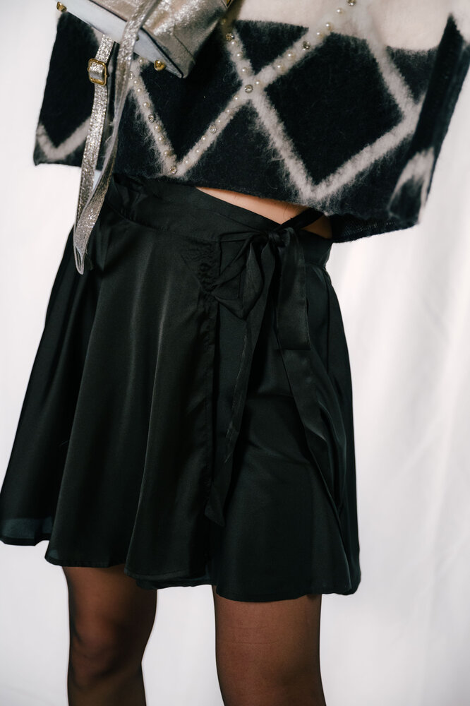 HALINA jupe portefeuille noire