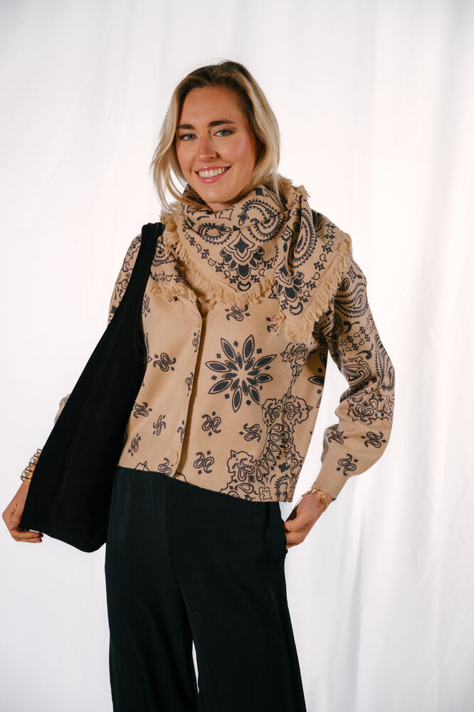 BENNY écharpe camel imprimée bandana BENNY écharpe camel imprimée bandana