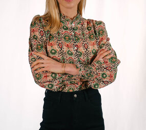 BERENICE chemisier motifs rose et kaki