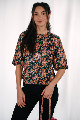 POLETTE blouse à fleurs dos nu POLETTE blouse à fleurs dos nu