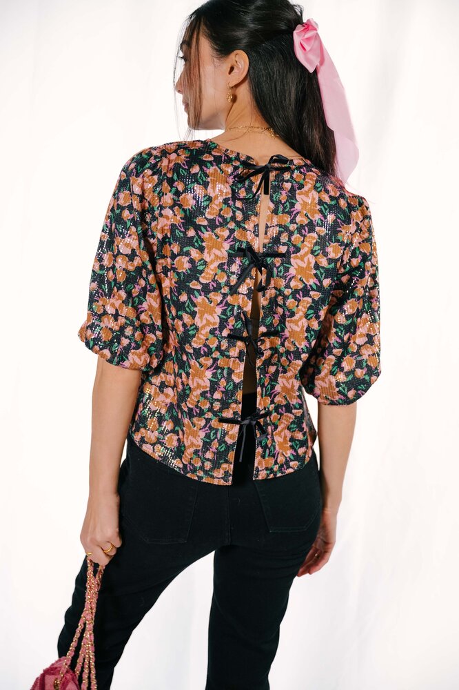 POLETTE blouse à fleurs dos nu POLETTE blouse à fleurs dos nu