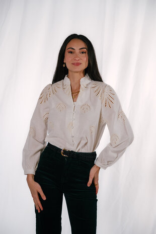 PERINE chemisier blanc et crème