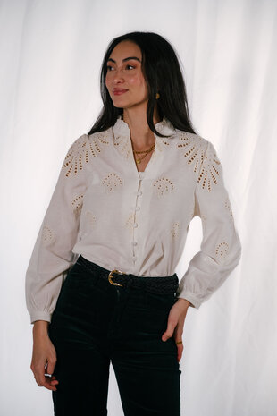 PERINE chemisier blanc et crème