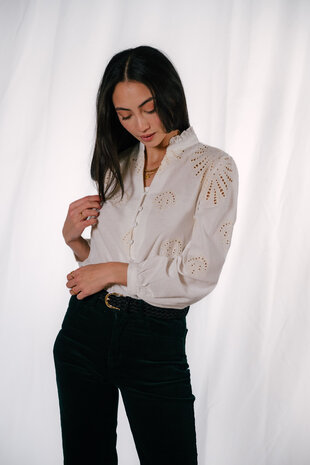 PERINE chemisier blanc et crème