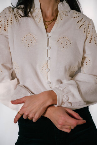 PERINE chemisier blanc et crème