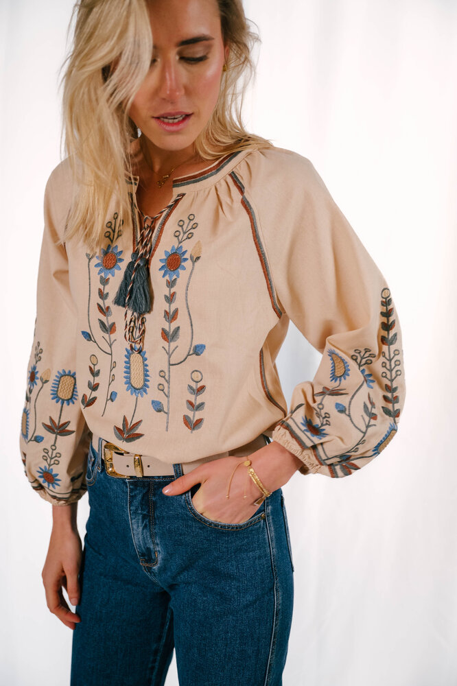 CLOVER blouse bohème en lin CLOVER blouse bohème en lin